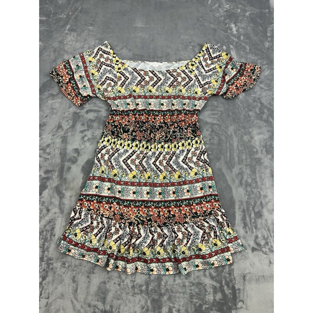 ONeill Felice Dress Girls Size M Floral Boho Off Shoulder